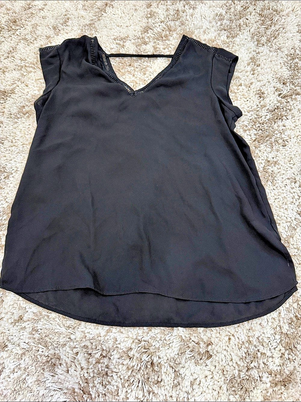 Black V-Neck Sleeveless Top